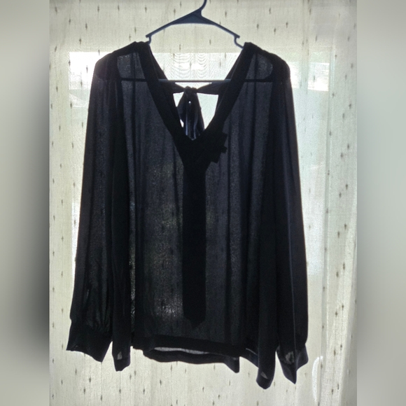 LOFT Dark Blue  Tie Back Blouse. - Picture 2 of 4